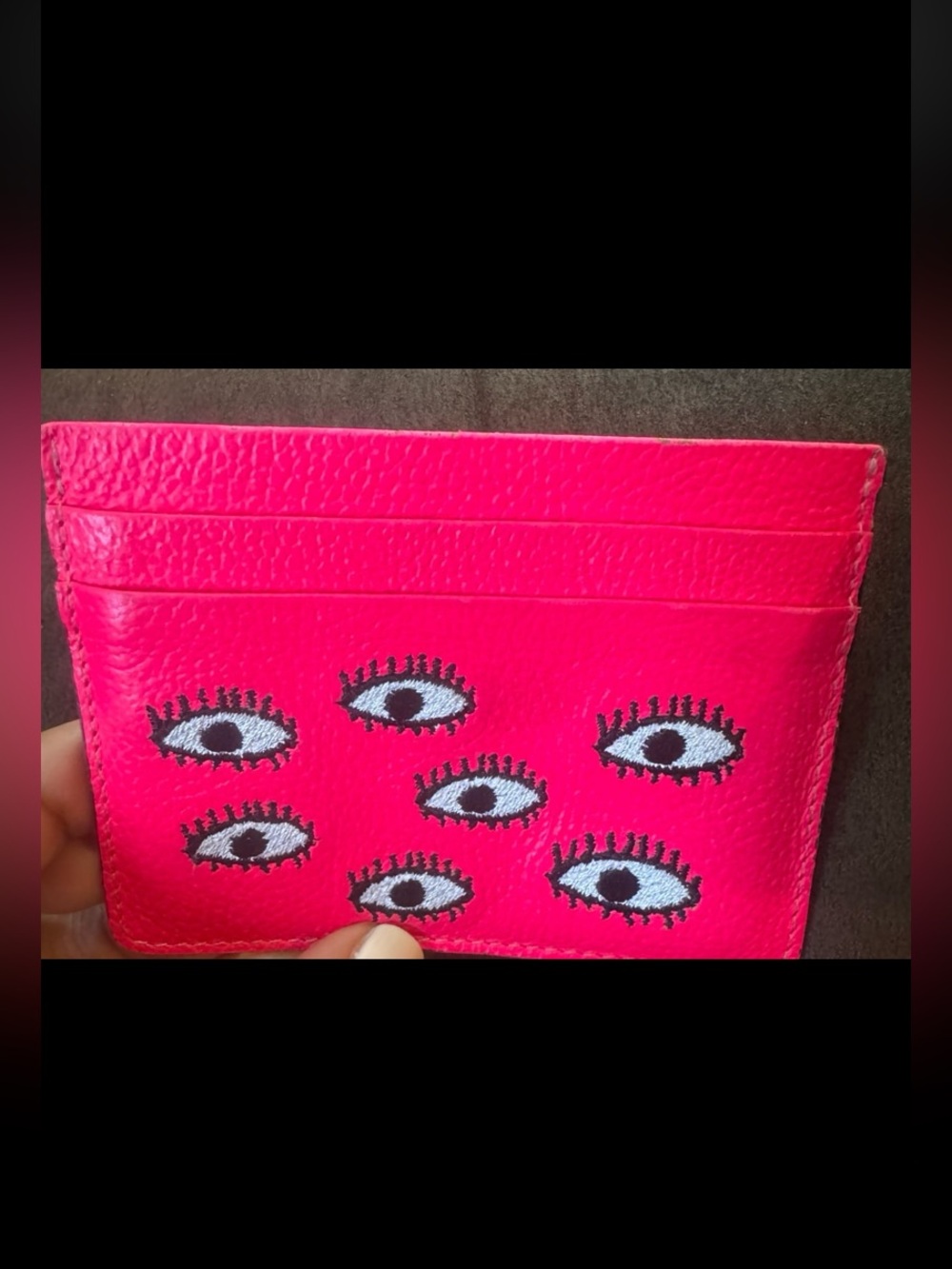 ISO (not for sale!): Min & Mon hot pink Leather Cardholder - All Over Eyes